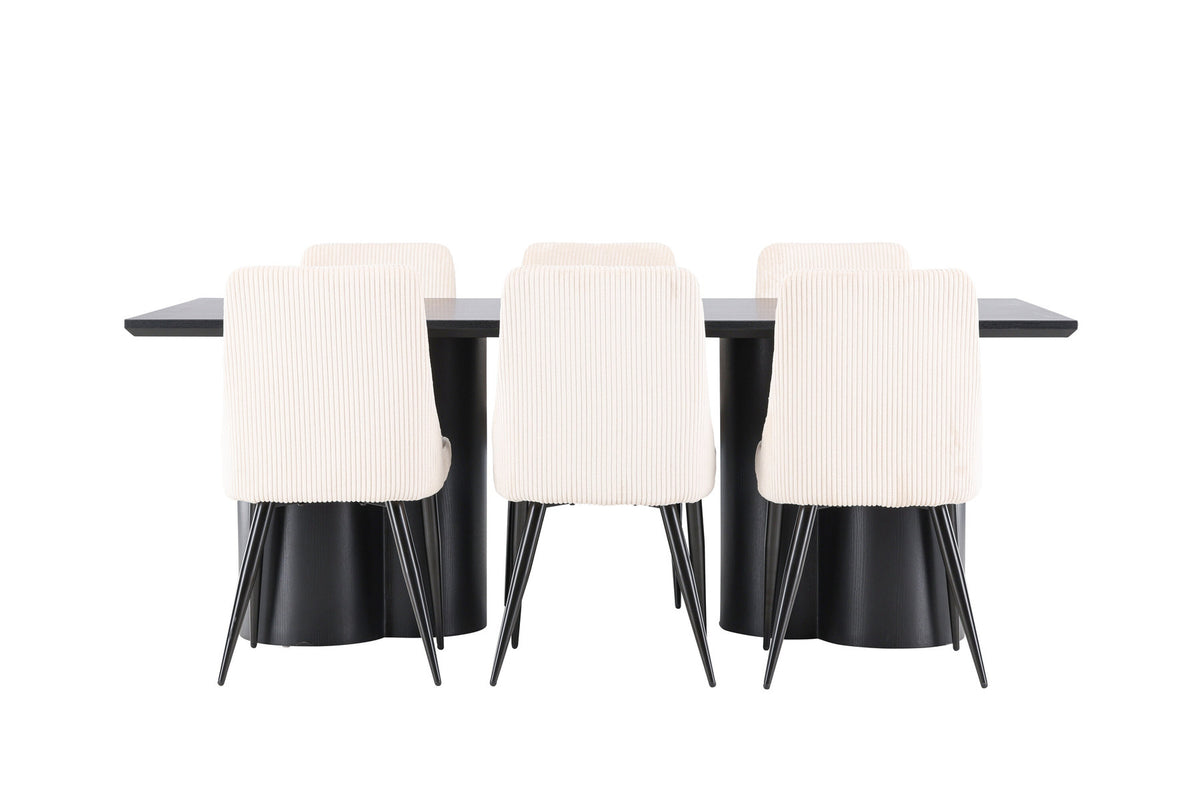 Olivia Esstisch mit Leone Stühlen in Beige präsentiert im Onlineshop von KAQTU Design AG. Esszimmerset ist von Venture Home