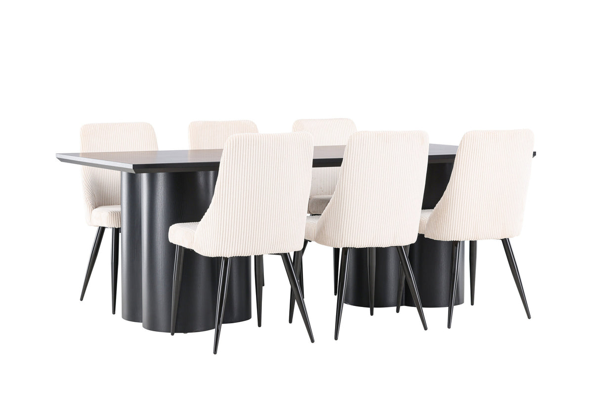 Olivia Esstisch mit Leone Stühlen in Beige präsentiert im Onlineshop von KAQTU Design AG. Esszimmerset ist von Venture Home