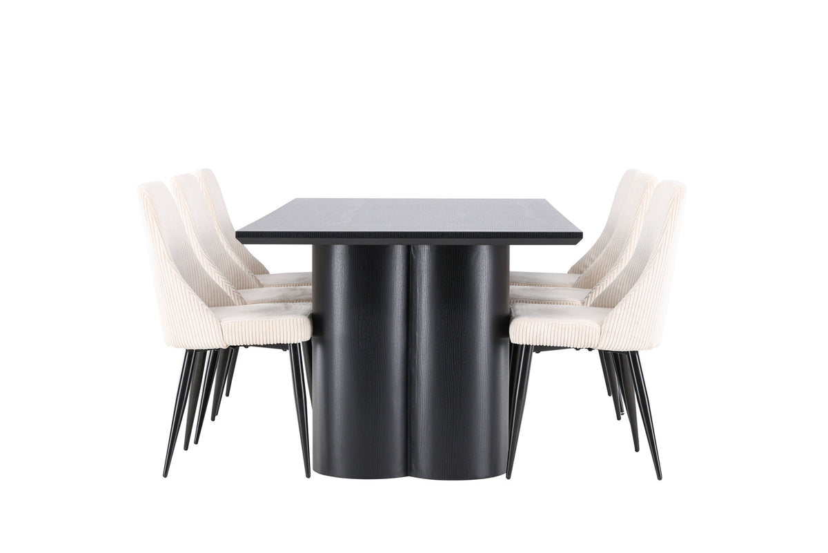 Olivia Esstisch mit Leone Stühlen in Beige präsentiert im Onlineshop von KAQTU Design AG. Esszimmerset ist von Venture Home