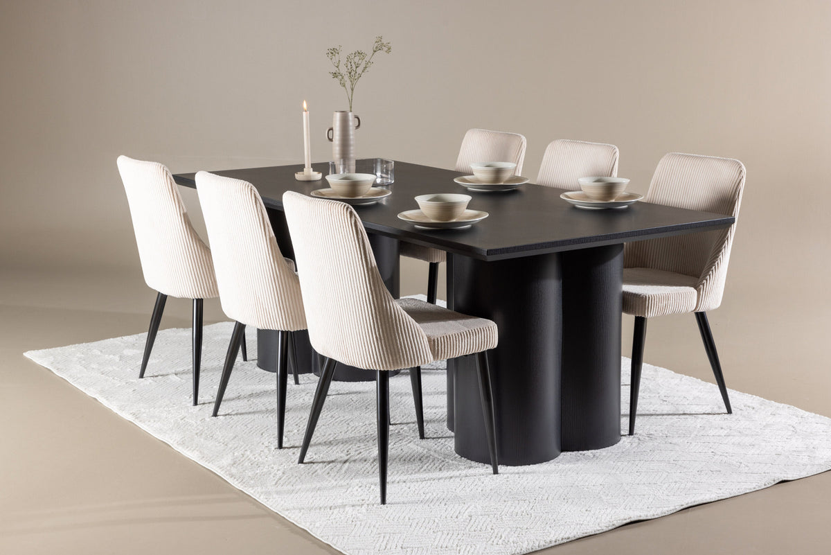 Olivia Esstisch mit Leone Stühlen in Beige präsentiert im Onlineshop von KAQTU Design AG. Esszimmerset ist von Venture Home