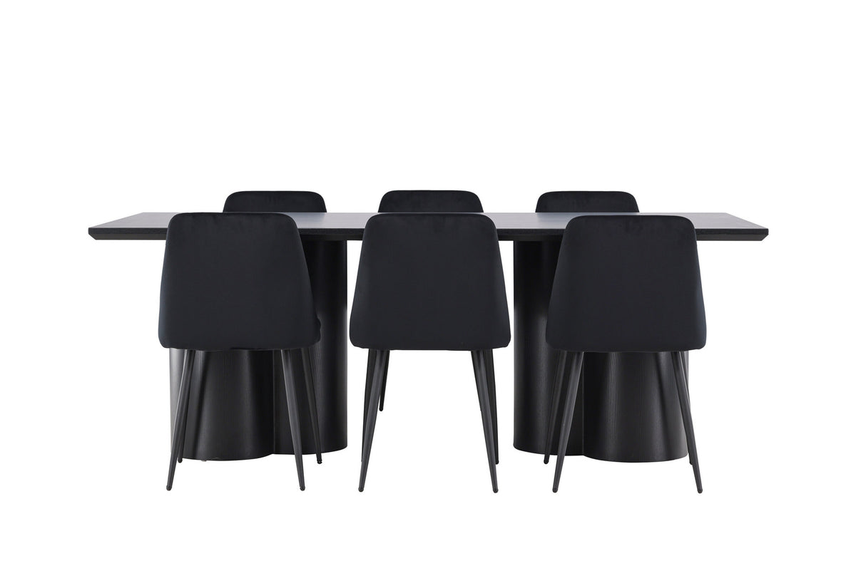 Olivia Esstisch mit Night Stühlen in Schwarz präsentiert im Onlineshop von KAQTU Design AG. Esszimmerset ist von Venture Home