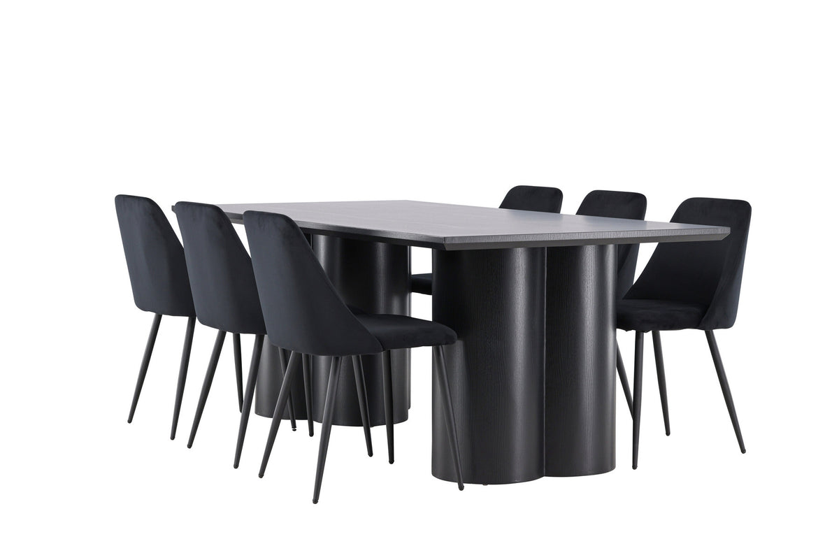 Olivia Esstisch mit Night Stühlen in Schwarz präsentiert im Onlineshop von KAQTU Design AG. Esszimmerset ist von Venture Home