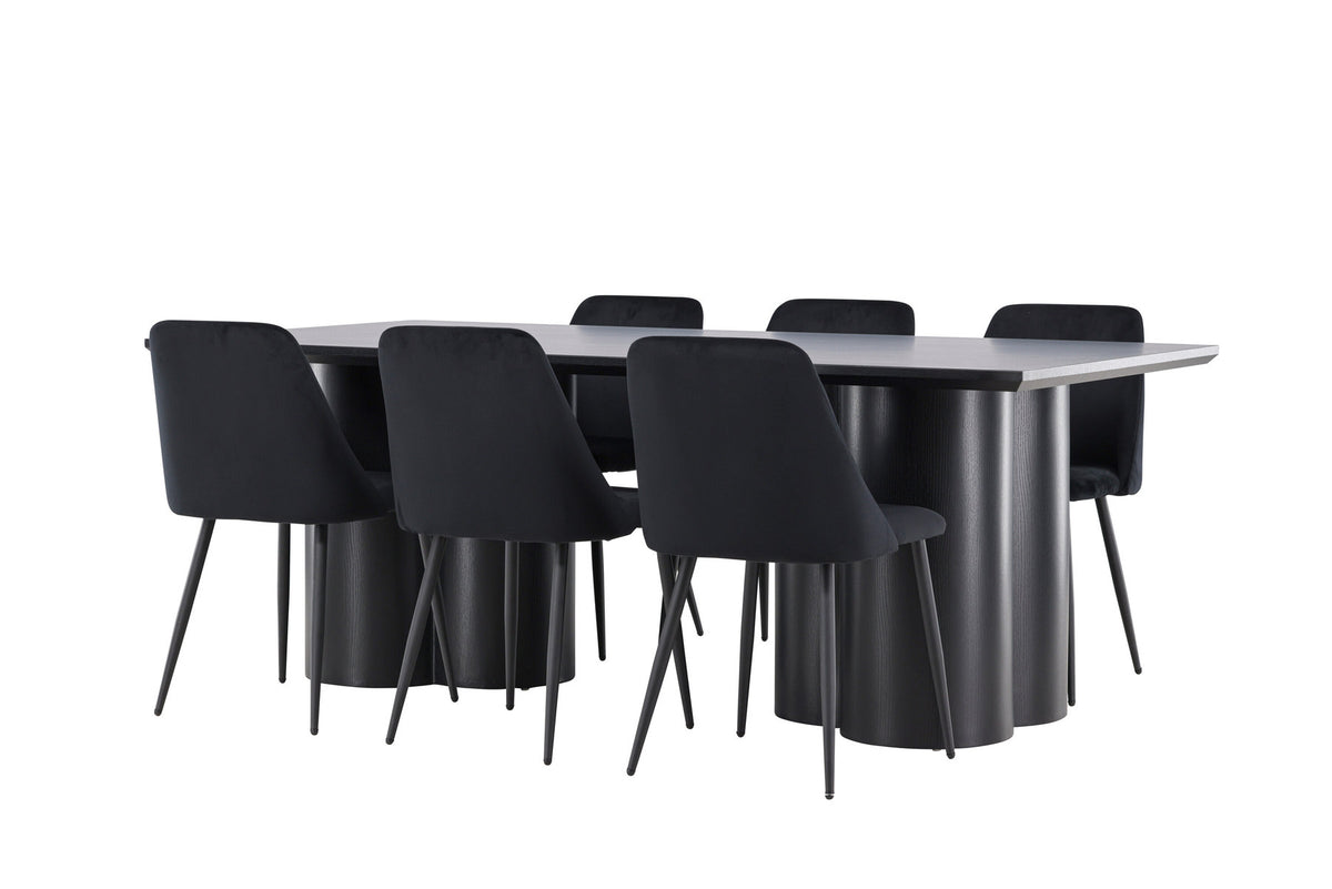Olivia Esstisch mit Night Stühlen in Schwarz präsentiert im Onlineshop von KAQTU Design AG. Esszimmerset ist von Venture Home