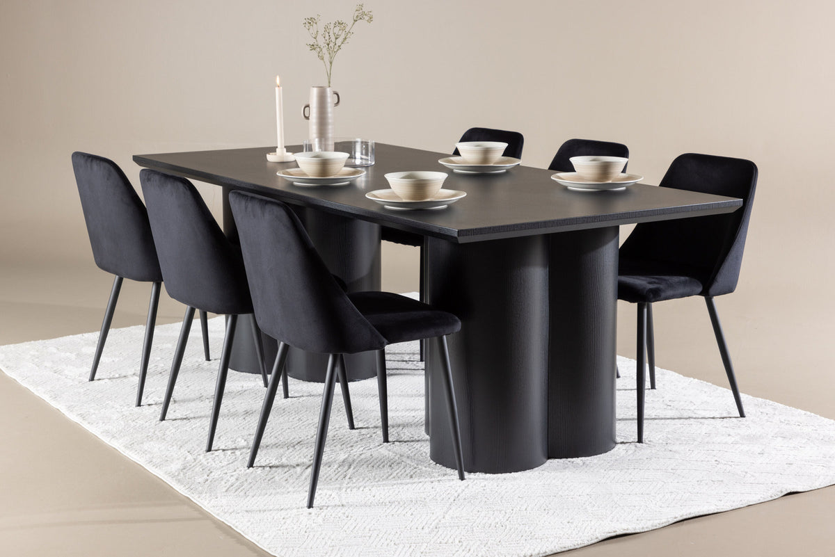 Olivia Esstisch mit Night Stühlen in Schwarz präsentiert im Onlineshop von KAQTU Design AG. Esszimmerset ist von Venture Home
