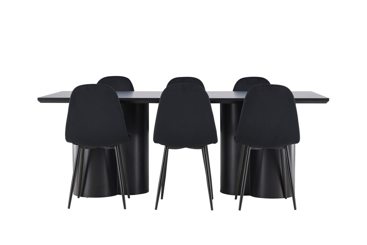 Olivia Esstisch mit Polar Stühlen in Schwarz präsentiert im Onlineshop von KAQTU Design AG. Esszimmerset ist von Venture Home