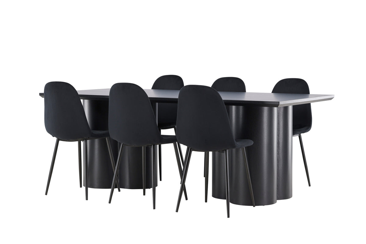 Olivia Esstisch mit Polar Stühlen in Schwarz präsentiert im Onlineshop von KAQTU Design AG. Esszimmerset ist von Venture Home