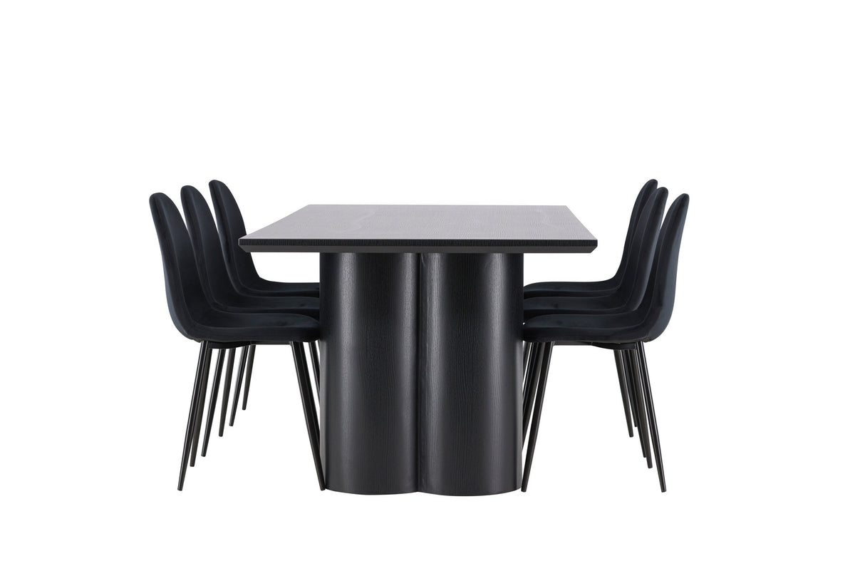 Olivia Esstisch mit Polar Stühlen in Schwarz präsentiert im Onlineshop von KAQTU Design AG. Esszimmerset ist von Venture Home