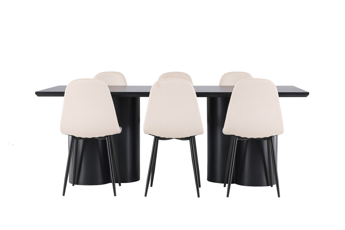 Olivia Esstisch mit Polar Stühlen in Beige präsentiert im Onlineshop von KAQTU Design AG. Esszimmerset ist von Venture Home