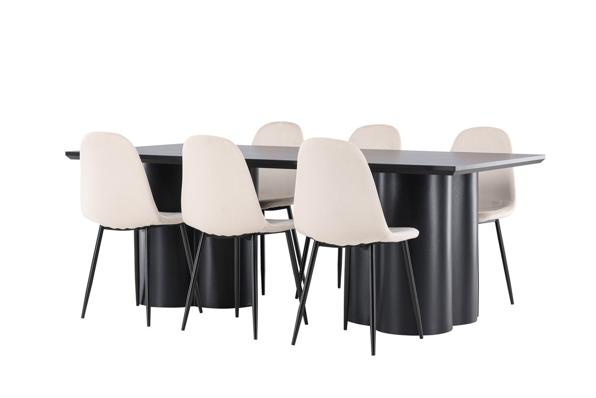 Olivia Esstisch mit Polar Stühlen in Beige präsentiert im Onlineshop von KAQTU Design AG. Esszimmerset ist von Venture Home