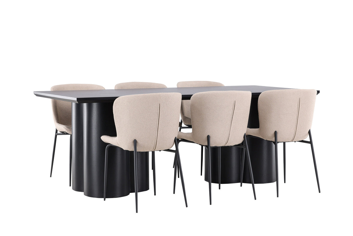 Olivia Esstisch mit Modesto Stühlen in Beige präsentiert im Onlineshop von KAQTU Design AG. Esszimmerset ist von Venture Home