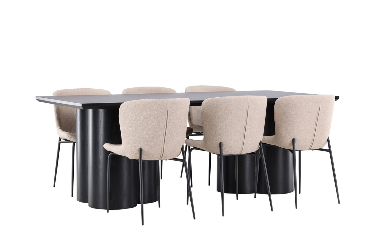 Olivia Esstisch mit Modesto Stühlen in Beige präsentiert im Onlineshop von KAQTU Design AG. Esszimmerset ist von Venture Home