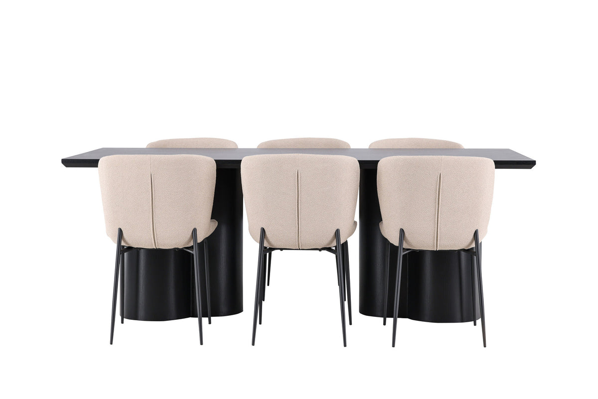 Olivia Esstisch mit Modesto Stühlen in Beige präsentiert im Onlineshop von KAQTU Design AG. Esszimmerset ist von Venture Home
