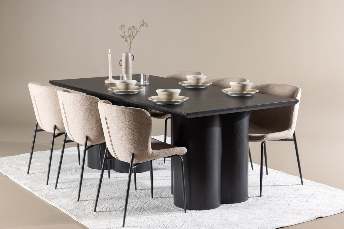 Olivia Esstisch mit Modesto Stühlen in Beige präsentiert im Onlineshop von KAQTU Design AG. Esszimmerset ist von Venture Home