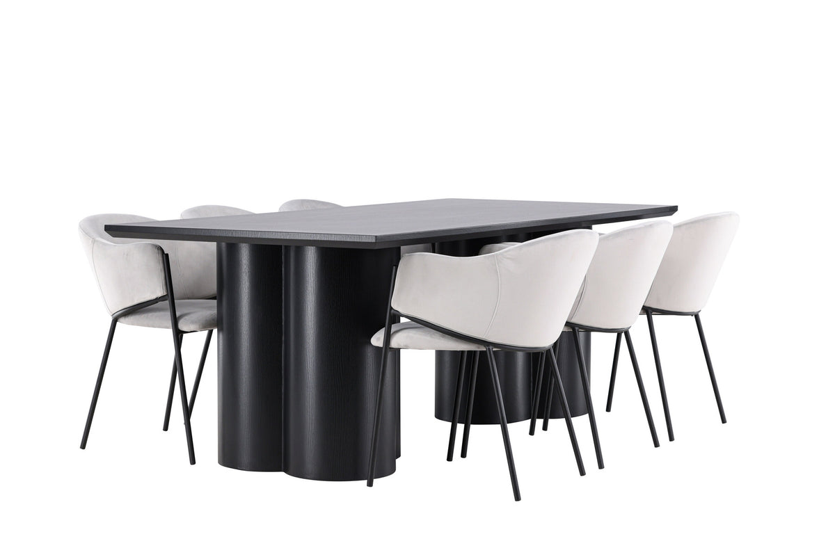 Olivia Esstisch mit Evelina Stühlen in Grau präsentiert im Onlineshop von KAQTU Design AG. Esszimmerset ist von Venture Home