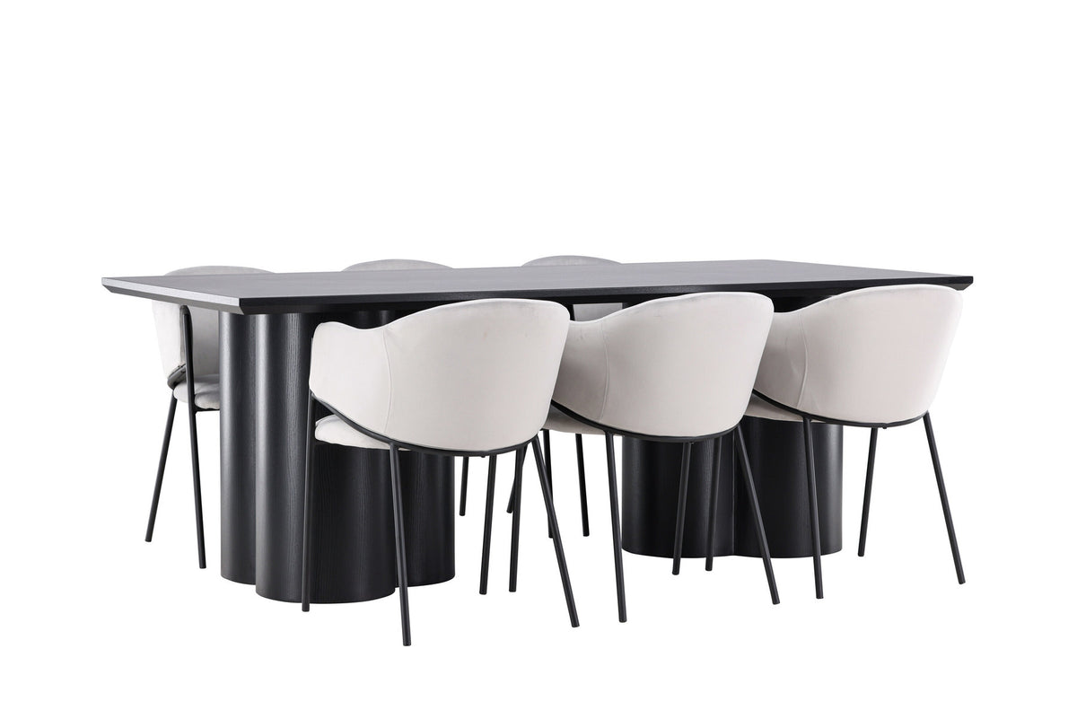 Olivia Esstisch mit Evelina Stühlen in Grau präsentiert im Onlineshop von KAQTU Design AG. Esszimmerset ist von Venture Home