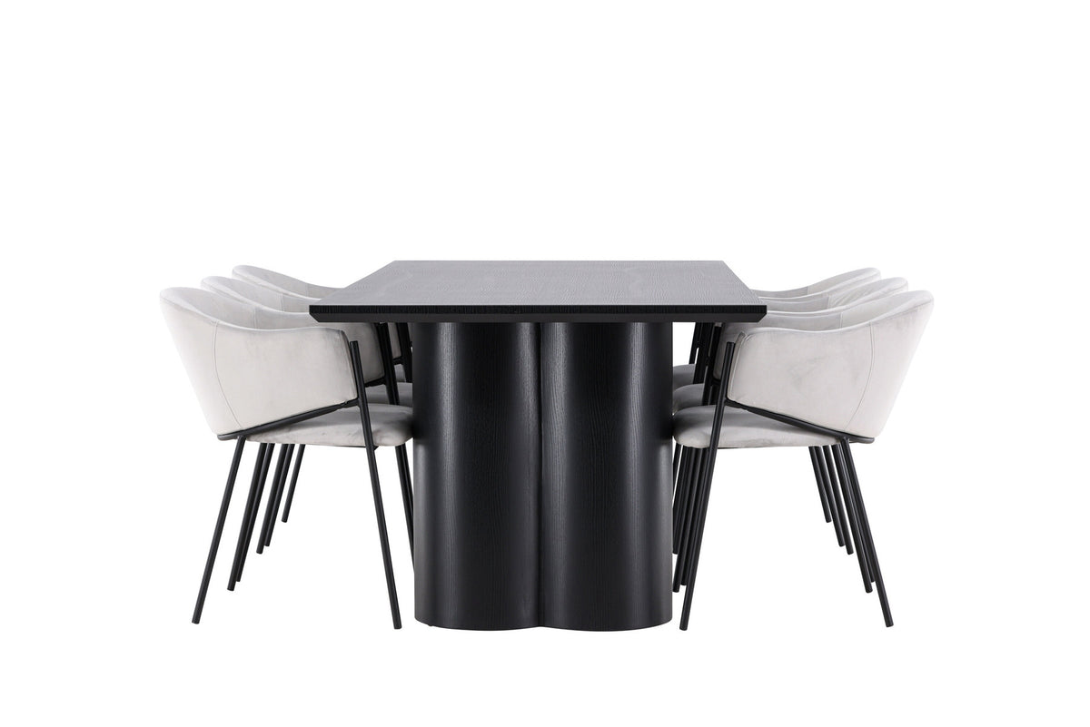 Olivia Esstisch mit Evelina Stühlen in Grau präsentiert im Onlineshop von KAQTU Design AG. Esszimmerset ist von Venture Home
