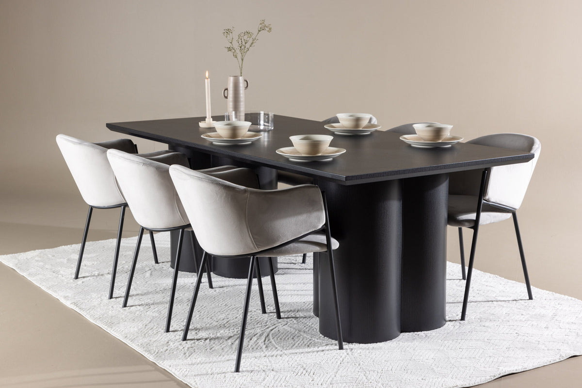 Olivia Esstisch mit Evelina Stühlen in Grau präsentiert im Onlineshop von KAQTU Design AG. Esszimmerset ist von Venture Home