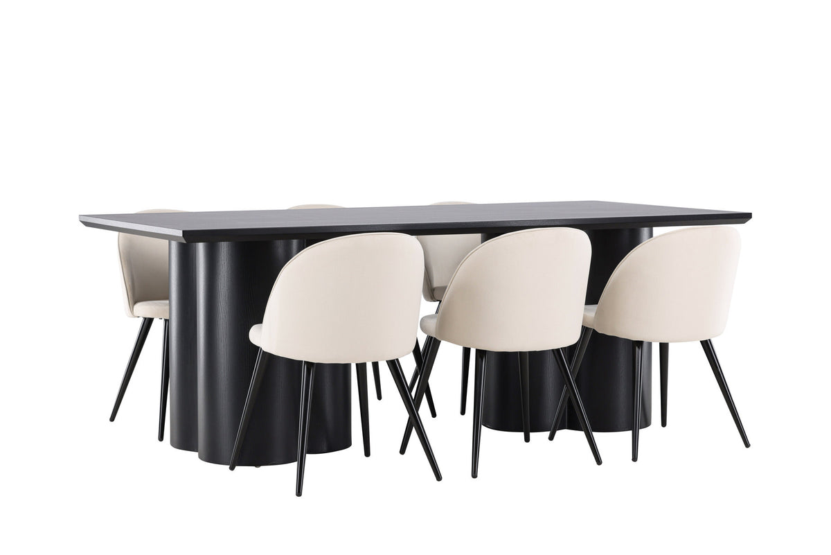 Olivia Esstisch mit Velvet Stühlen in Beige präsentiert im Onlineshop von KAQTU Design AG. Esszimmerset ist von Venture Home