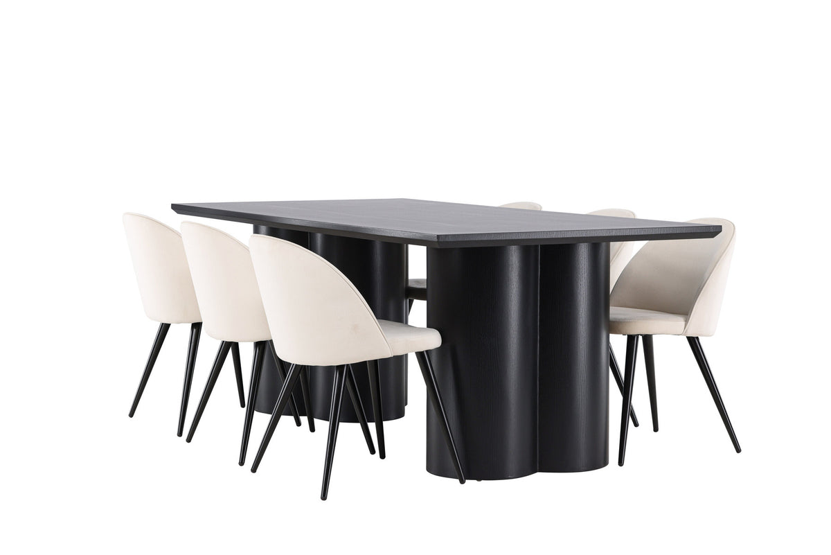 Olivia Esstisch mit Velvet Stühlen in Beige präsentiert im Onlineshop von KAQTU Design AG. Esszimmerset ist von Venture Home