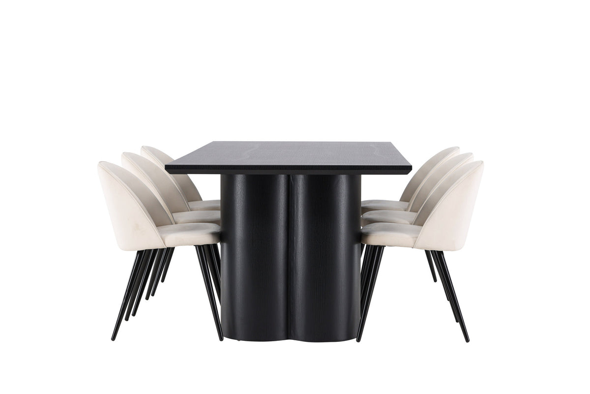 Olivia Esstisch mit Velvet Stühlen in Beige präsentiert im Onlineshop von KAQTU Design AG. Esszimmerset ist von Venture Home