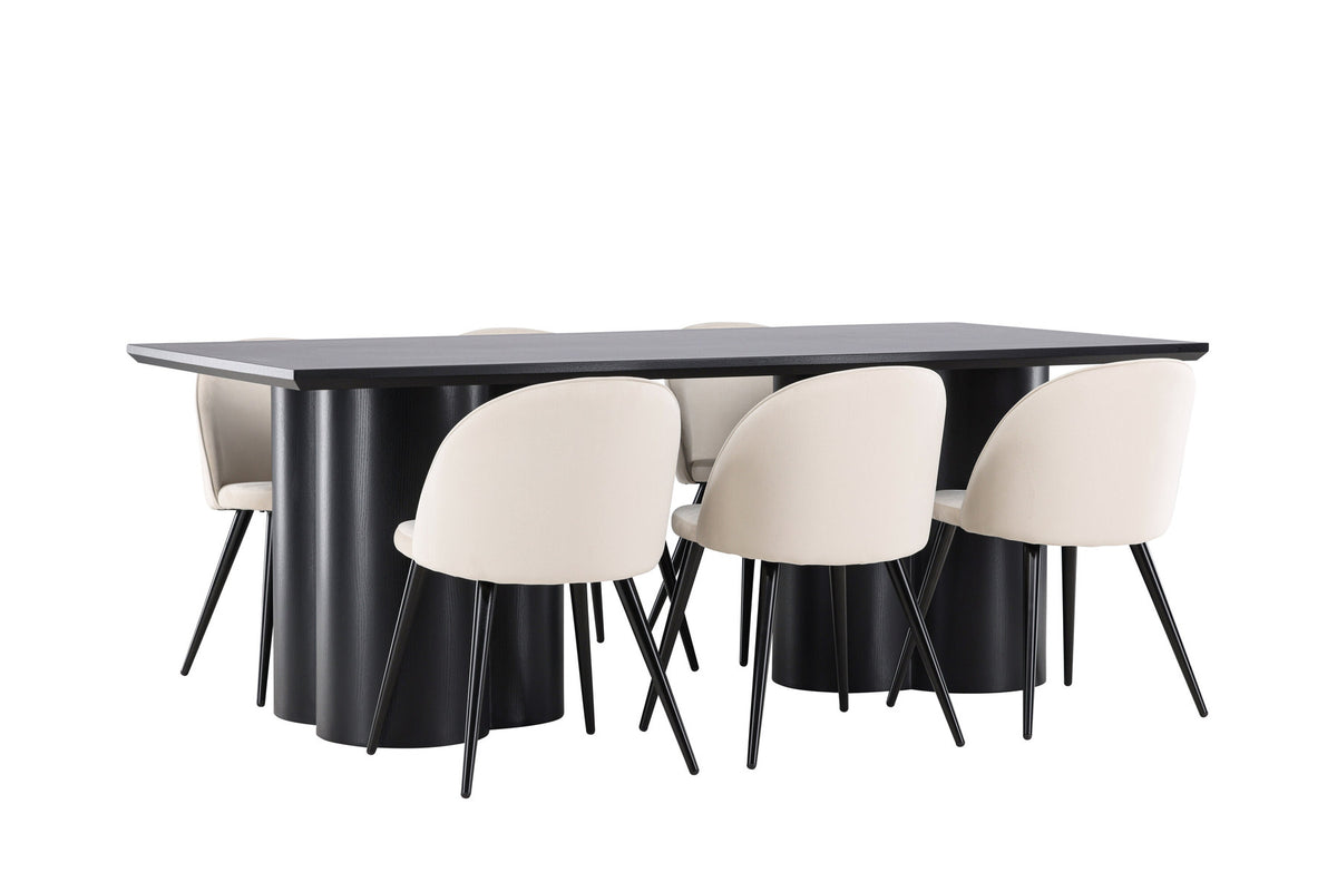 Olivia Esstisch mit Velvet Stühlen in Beige präsentiert im Onlineshop von KAQTU Design AG. Esszimmerset ist von Venture Home