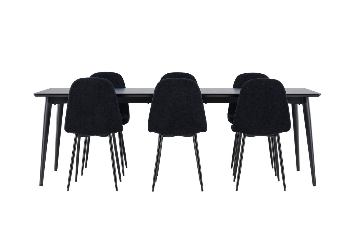 Ellis Esstisch mit Polar Stühlen in Schwarz präsentiert im Onlineshop von KAQTU Design AG. Esszimmerset ist von Venture Home