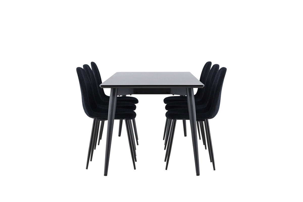 Ellis Esstisch mit Polar Stühlen in Schwarz präsentiert im Onlineshop von KAQTU Design AG. Esszimmerset ist von Venture Home