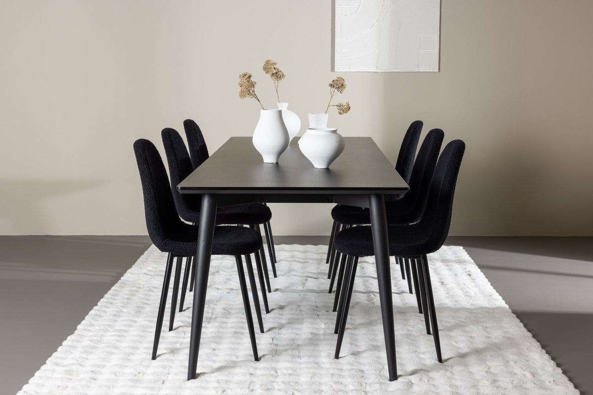 Ellis Esstisch mit Polar Stühlen in Schwarz präsentiert im Onlineshop von KAQTU Design AG. Esszimmerset ist von Venture Home