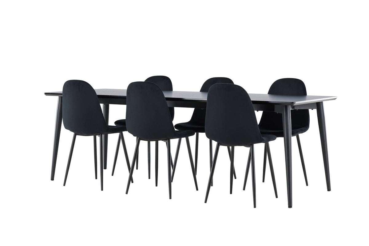 Ellis Esstisch mit Polar Stühlen in Schwarz präsentiert im Onlineshop von KAQTU Design AG. Esszimmerset ist von Venture Home