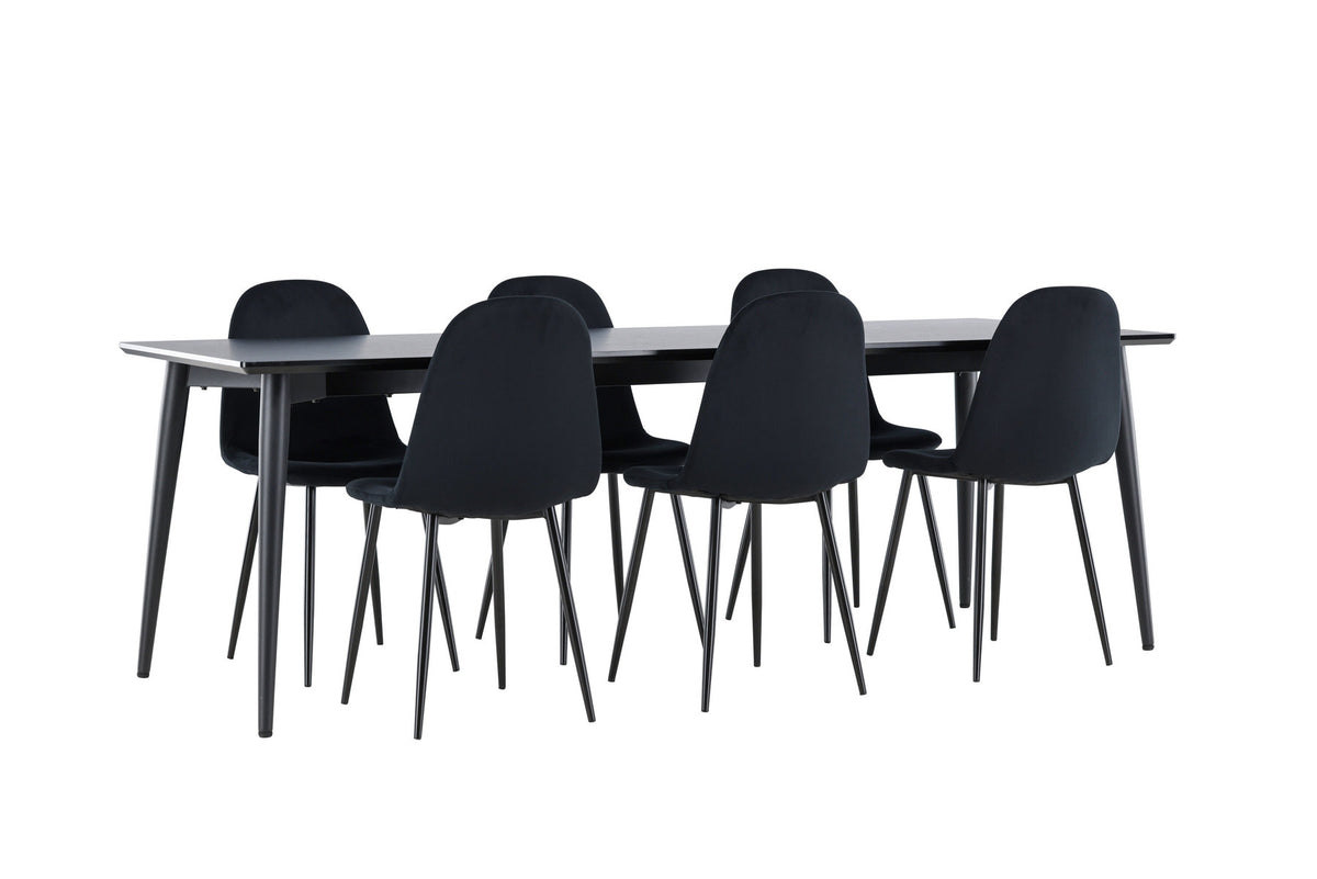 Ellis Esstisch mit Polar Stühlen in Schwarz präsentiert im Onlineshop von KAQTU Design AG. Esszimmerset ist von Venture Home