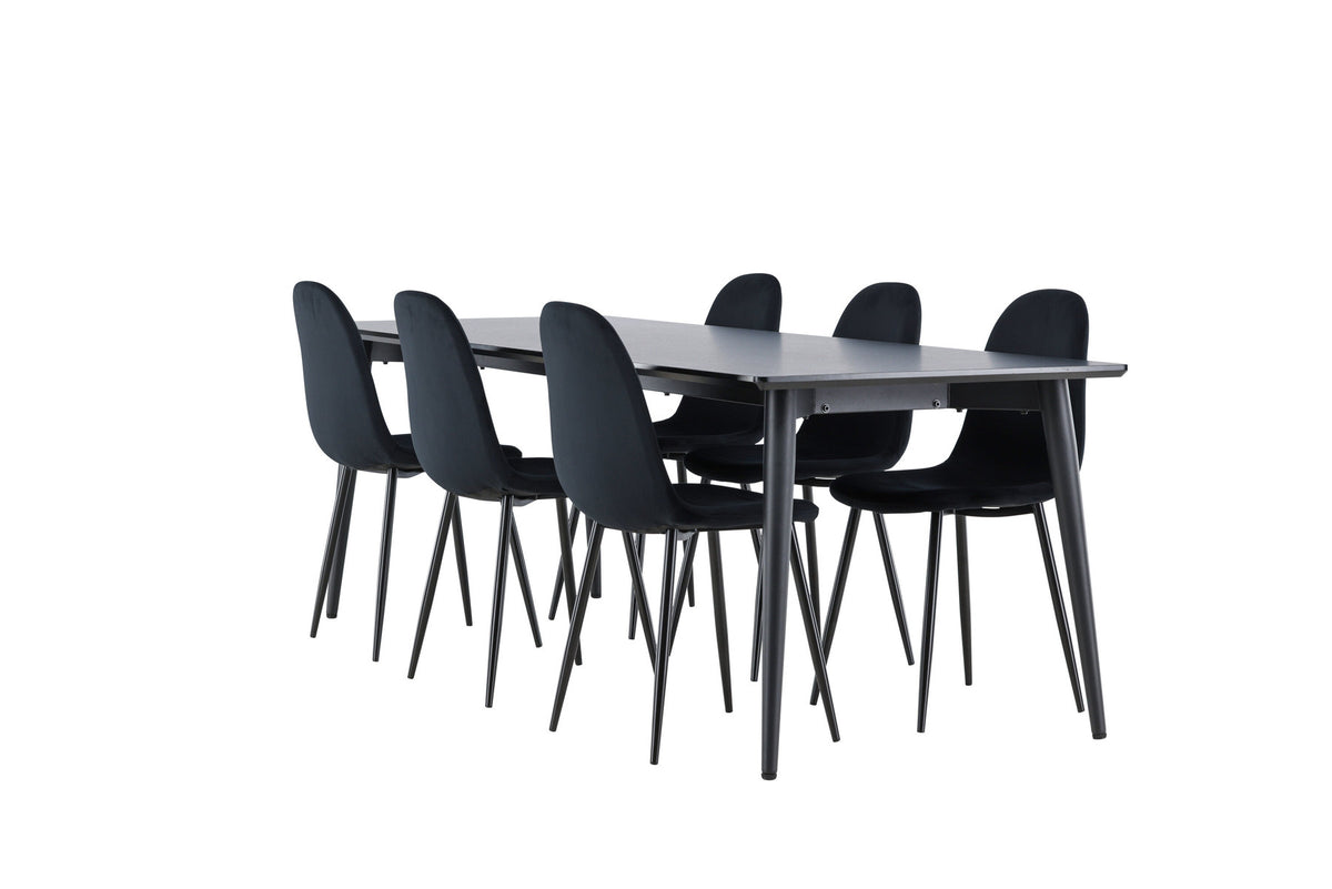 Ellis Esstisch mit Polar Stühlen in Schwarz präsentiert im Onlineshop von KAQTU Design AG. Esszimmerset ist von Venture Home