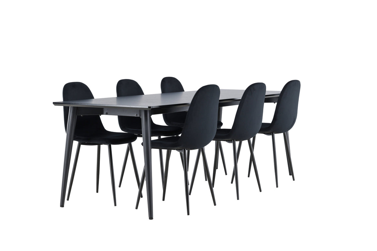 Ellis Esstisch mit Polar Stühlen in Schwarz präsentiert im Onlineshop von KAQTU Design AG. Esszimmerset ist von Venture Home