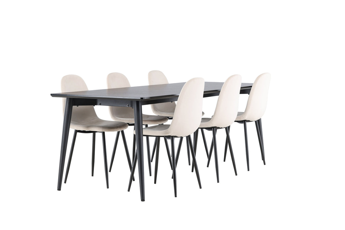Ellis Esstisch mit Polar Stühlen in Beige präsentiert im Onlineshop von KAQTU Design AG. Esszimmerset ist von Venture Home