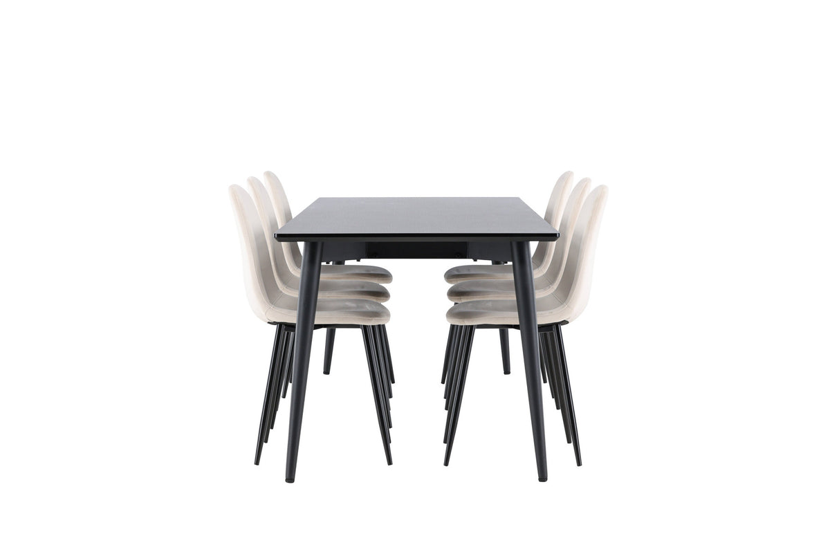 Ellis Esstisch mit Polar Stühlen in Beige präsentiert im Onlineshop von KAQTU Design AG. Esszimmerset ist von Venture Home