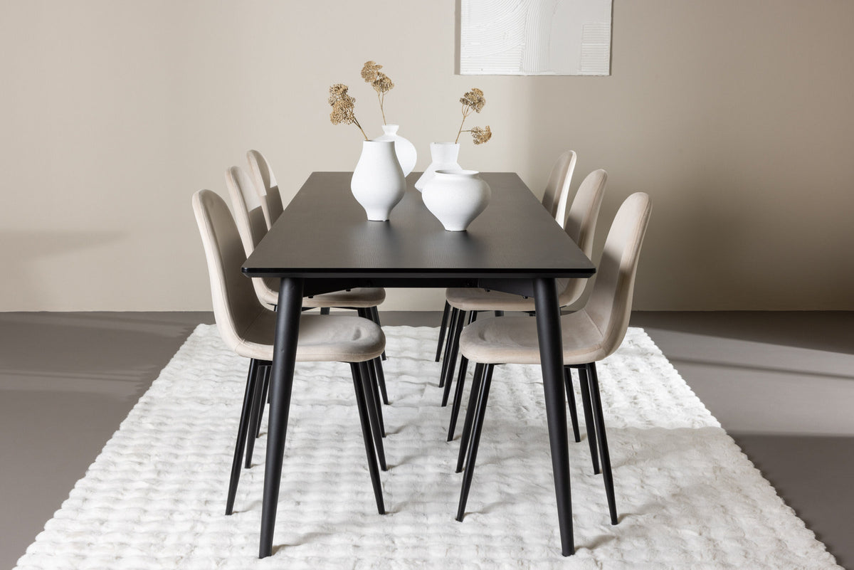 Ellis Esstisch mit Polar Stühlen in Beige präsentiert im Onlineshop von KAQTU Design AG. Esszimmerset ist von Venture Home