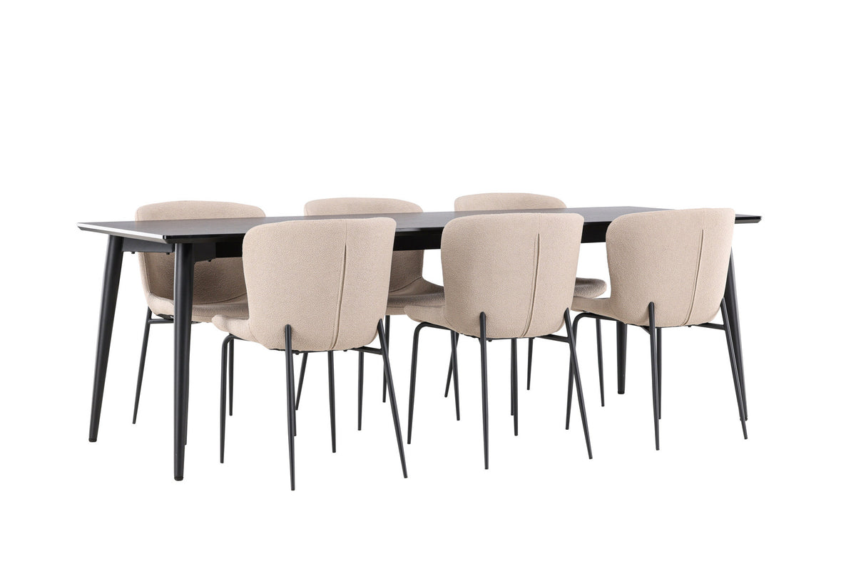 Ellis Esstisch mit Modesto Stühlen in Beige präsentiert im Onlineshop von KAQTU Design AG. Esszimmerset ist von Venture Home