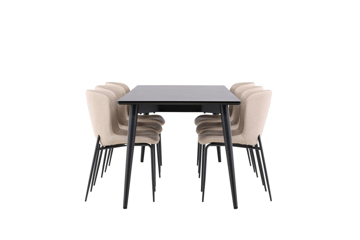 Ellis Esstisch mit Modesto Stühlen in Beige präsentiert im Onlineshop von KAQTU Design AG. Esszimmerset ist von Venture Home