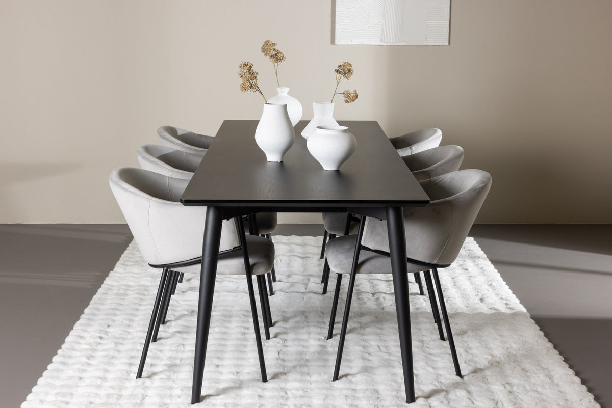 Tisch Ellis mit Stühlen Evelina in Grau präsentiert im Onlineshop von KAQTU Design AG. Esszimmerset ist von Venture Home