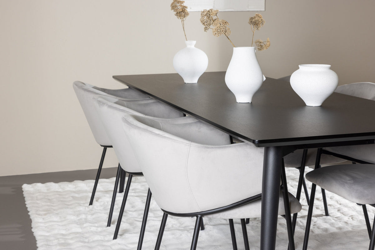 Tisch Ellis mit Stühlen Evelina in Grau präsentiert im Onlineshop von KAQTU Design AG. Esszimmerset ist von Venture Home