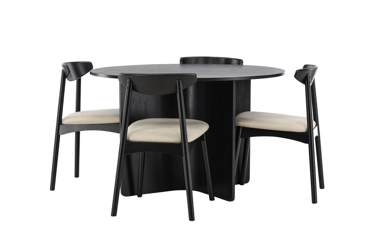 Tyresö Esstisch mit Ven Stühlen in Schwarz präsentiert im Onlineshop von KAQTU Design AG. Esszimmerset ist von Venture Home