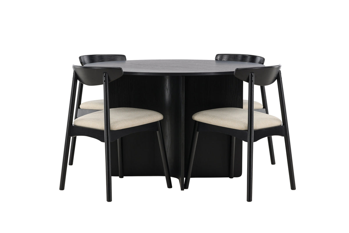 Tyresö Esstisch mit Ven Stühlen in Schwarz präsentiert im Onlineshop von KAQTU Design AG. Esszimmerset ist von Venture Home