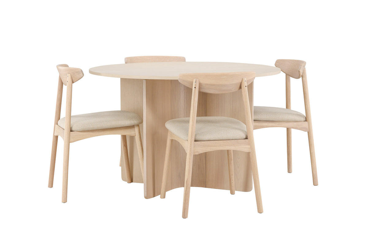 Tyresö Esstisch mit Ven Stühlen in Whitewash präsentiert im Onlineshop von KAQTU Design AG. Esszimmerset ist von Venture Home