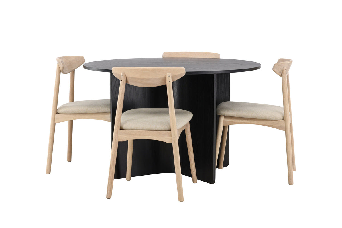 Tyresö Esstisch mit Ven Stühlen in Whitewash präsentiert im Onlineshop von KAQTU Design AG. Esszimmerset ist von Venture Home