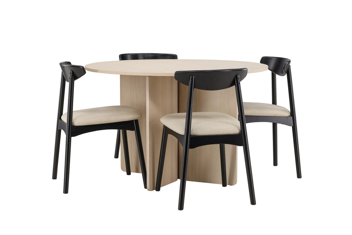 Tyresö Esstisch mit Ven Stühlen in Schwarz präsentiert im Onlineshop von KAQTU Design AG. Esszimmerset ist von Venture Home