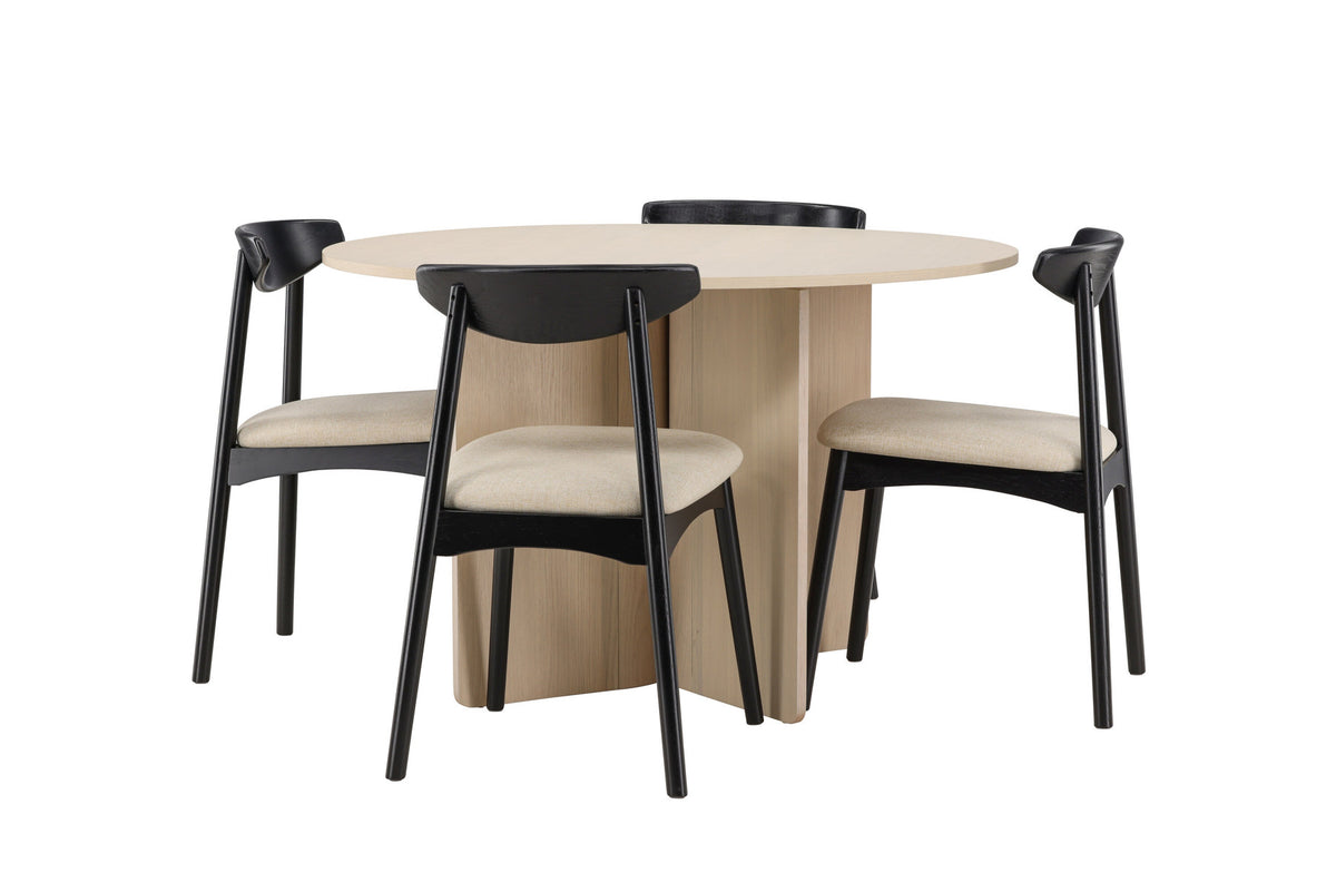 Tyresö Esstisch mit Ven Stühlen in Schwarz präsentiert im Onlineshop von KAQTU Design AG. Esszimmerset ist von Venture Home