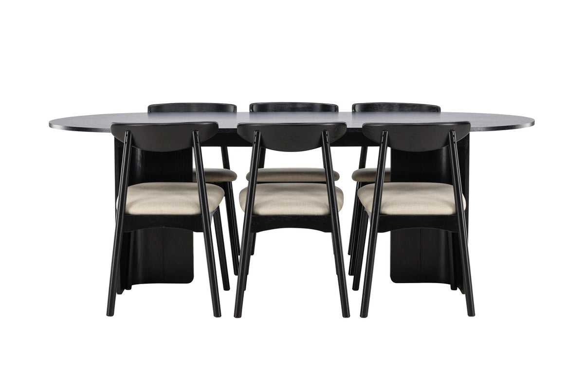 Tyresö Esstisch mit Ven Stühlen in Schwarz präsentiert im Onlineshop von KAQTU Design AG. Esszimmerset ist von Venture Home