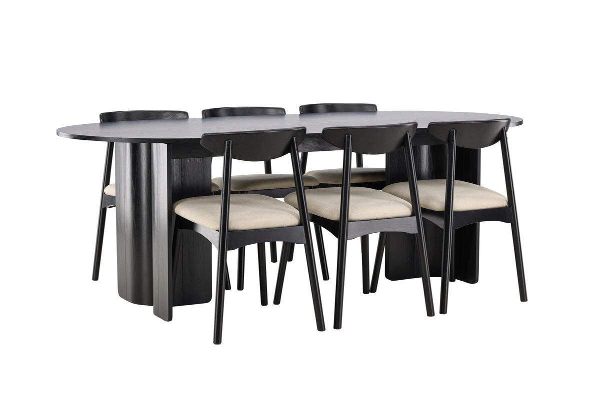Tyresö Esstisch mit Ven Stühlen in Schwarz präsentiert im Onlineshop von KAQTU Design AG. Esszimmerset ist von Venture Home