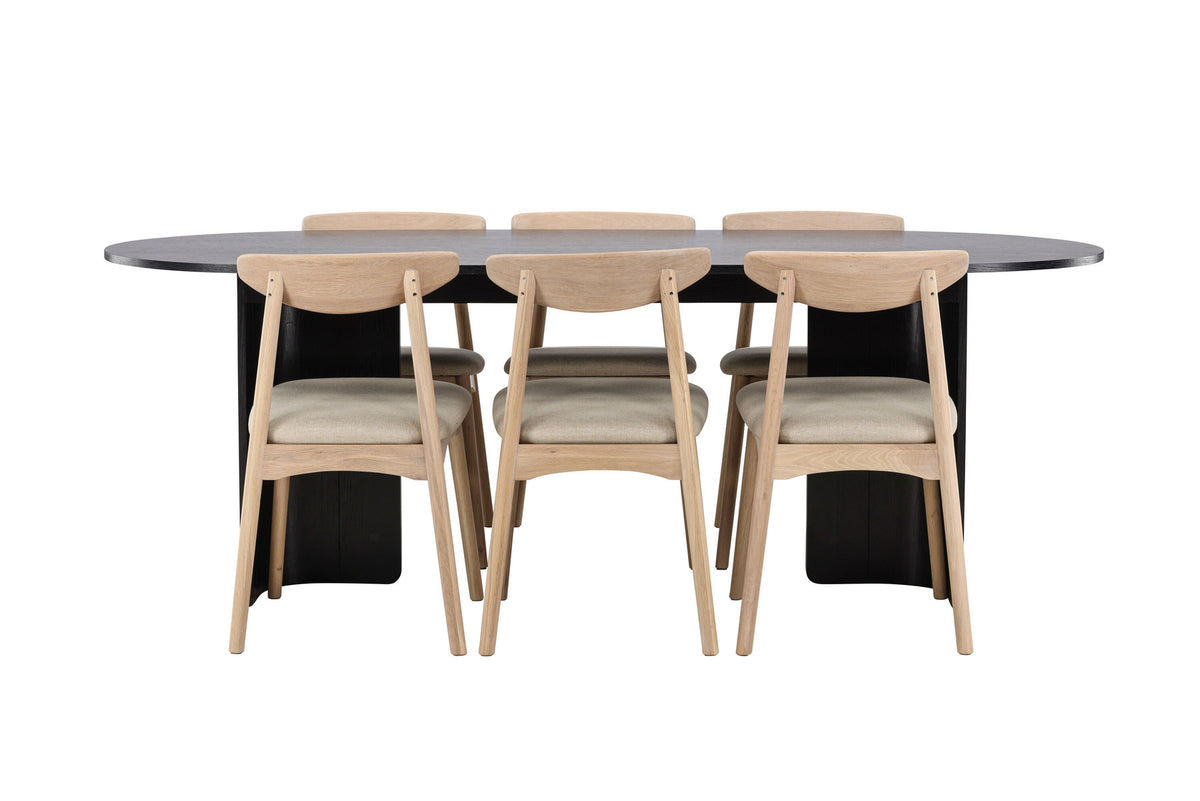 Tyresö Esstisch mit Ven Stühlen in Whitewash präsentiert im Onlineshop von KAQTU Design AG. Esszimmerset ist von Venture Home