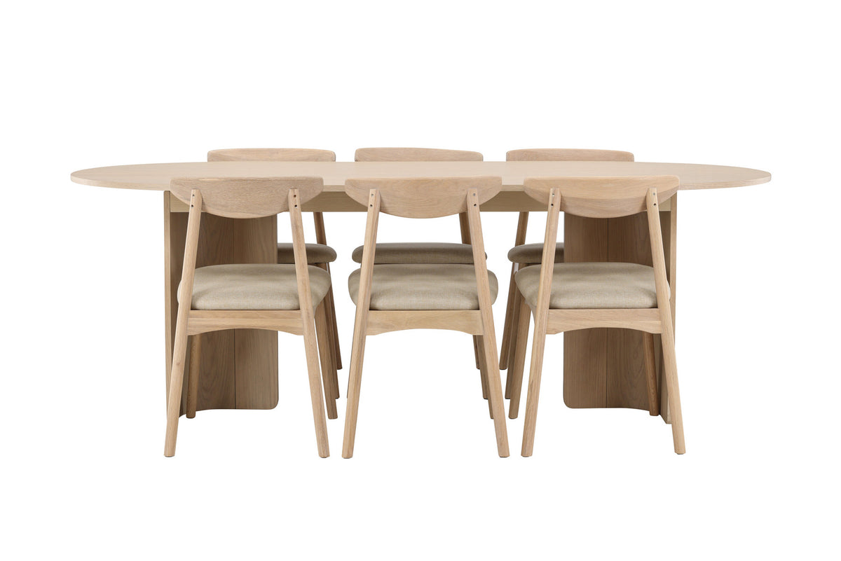 Tyresö Esstisch mit Ven Stühlen in Whitewash präsentiert im Onlineshop von KAQTU Design AG. Esszimmerset ist von Venture Home