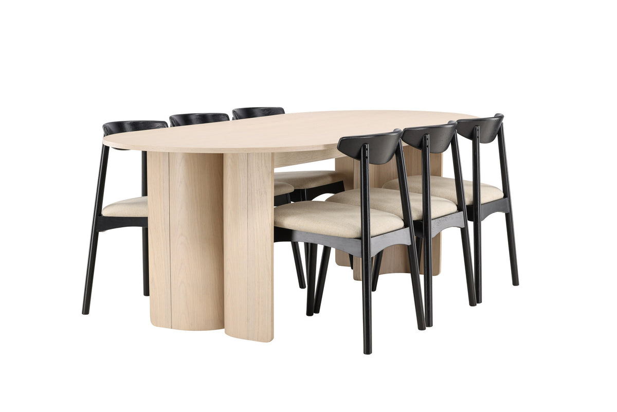 Tyresö Esstisch mit Ven Stühlen in Schwarz präsentiert im Onlineshop von KAQTU Design AG. Esszimmerset ist von Venture Home